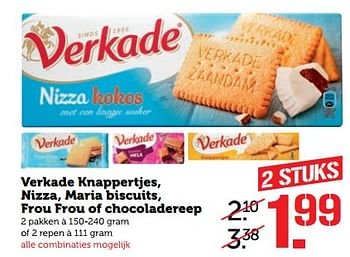 Aanbiedingen Verkade knappertjes,nizza, maria biscuits, frou frou of chocoladereep - Verkade - Geldig van 27/11/2017 tot 03/12/2017 bij Coop