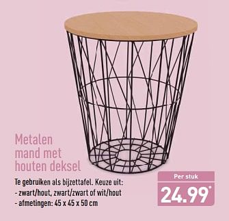 Aanbiedingen Metalen mand met houten deksel - Huismerk - Aldi - Geldig van 27/11/2017 tot 03/12/2017 bij Aldi