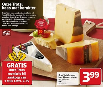 Aanbiedingen Onze trots belegen kaas 48+ aan het stuk - Huismerk - Jan Linders - Geldig van 27/11/2017 tot 03/12/2017 bij Jan Linders