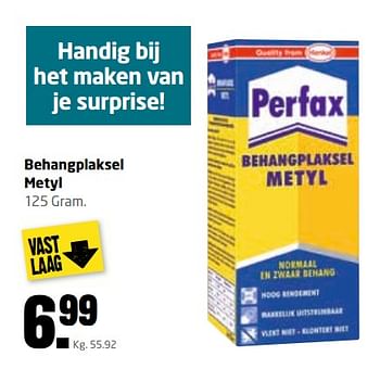 Aanbiedingen Behangplaksel metyl - Perfax - Geldig van 27/11/2017 tot 10/12/2017 bij Formido