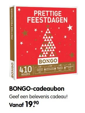 Aanbiedingen Bongo-cadeaubon - Bongo - Geldig van 27/11/2017 tot 10/12/2017 bij ANWB