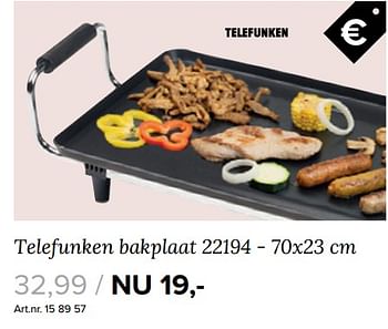 Aanbiedingen Telefunken bakplaat 22194 - Telefunken - Geldig van 27/11/2017 tot 10/12/2017 bij Kijkshop