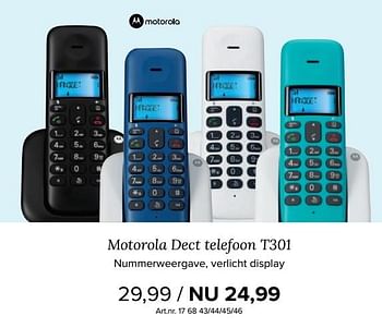 Aanbiedingen Motorola dect telefoon t301 - Motorola - Geldig van 27/11/2017 tot 10/12/2017 bij Kijkshop