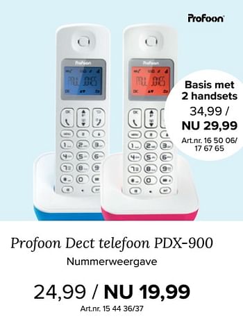 Aanbiedingen Profoon dect telefoon pdx-900 - Profoon - Geldig van 27/11/2017 tot 10/12/2017 bij Kijkshop