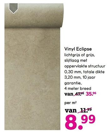 Aanbiedingen Vinyl eclipse lichtgrijs of grijs, slijtlaag met oppervlakte structuur - Huismerk - Leen Bakker - Geldig van 27/11/2017 tot 10/12/2017 bij Leen Bakker