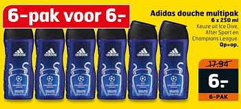 Aanbiedingen Adidas douche multipak - Adidas - Geldig van 28/11/2017 tot 03/12/2017 bij Trekpleister