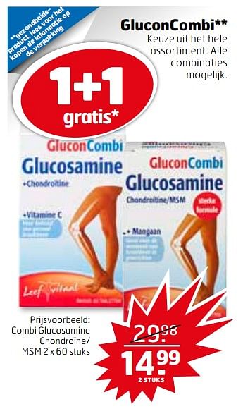 Aanbiedingen Combi glucosamine chondroïne- msm - Glucon Combi - Geldig van 28/11/2017 tot 03/12/2017 bij Trekpleister
