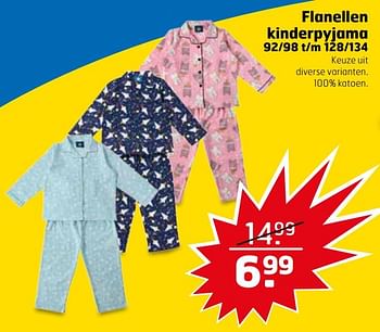 Aanbiedingen Flanellen kinderpyjama - Huismerk - Trekpleister - Geldig van 28/11/2017 tot 03/12/2017 bij Trekpleister