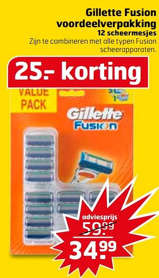 Aanbiedingen Gillette fusion voordeelverpakking - Gillette - Geldig van 28/11/2017 tot 03/12/2017 bij Trekpleister