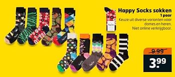 Aanbiedingen Happy socks sokken - Huismerk - Trekpleister - Geldig van 28/11/2017 tot 03/12/2017 bij Trekpleister