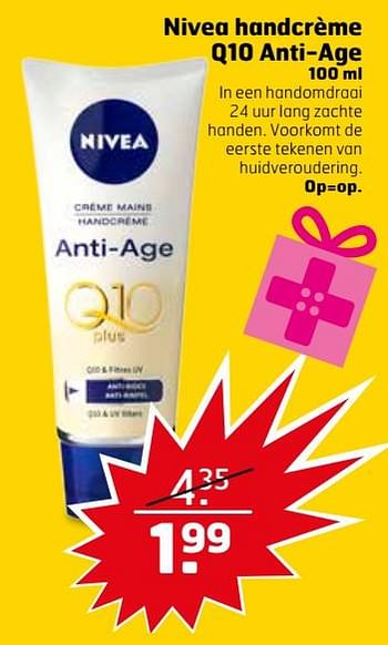 Aanbiedingen Nivea handcrème q10 anti-age - Nivea - Geldig van 28/11/2017 tot 03/12/2017 bij Trekpleister