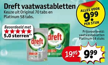 Aanbiedingen Vaatwastabletten platinum - Dreft - Geldig van 28/11/2017 tot 10/12/2017 bij Kruidvat