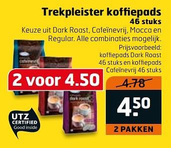 Aanbiedingen Trekpleister koffiepads - Huismerk - Trekpleister - Geldig van 28/11/2017 tot 03/12/2017 bij Trekpleister