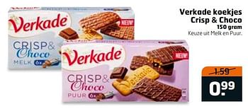 Aanbiedingen Verkade koekjes crisp + choco - Verkade - Geldig van 28/11/2017 tot 03/12/2017 bij Trekpleister