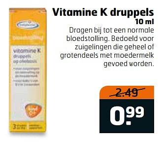 Aanbiedingen Vitamine k druppels - Huismerk - Trekpleister - Geldig van 28/11/2017 tot 03/12/2017 bij Trekpleister