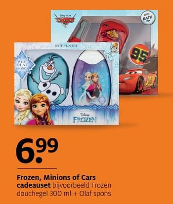 Aanbiedingen Frozen, minions of cars cadeauset - Huismerk - Etos - Geldig van 27/11/2017 tot 03/12/2017 bij Etos