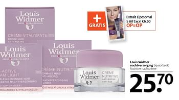 Aanbiedingen Louis widmer nachtverzorging nutritive nachtcrème + gratis extrait liposomal - Louis Widmer - Geldig van 27/11/2017 tot 03/12/2017 bij Etos