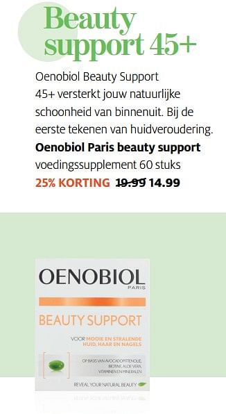 Aanbiedingen Oenobiol paris beauty support - Oenobiol - Geldig van 27/11/2017 tot 03/12/2017 bij Etos