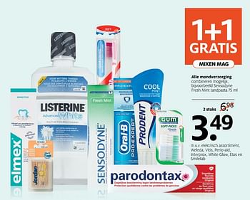 Aanbiedingen Sensodyne fresh mint tandpasta - Sensodyne - Geldig van 27/11/2017 tot 03/12/2017 bij Etos