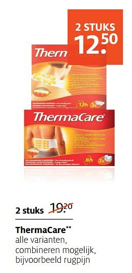 Aanbiedingen Thermacare rugpijn - ThermaCare - Geldig van 27/11/2017 tot 03/12/2017 bij Etos
