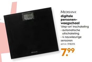 Aanbiedingen Medisana digitale personen weegschaal - Medisana - Geldig van 25/11/2017 tot 05/12/2017 bij Blokker