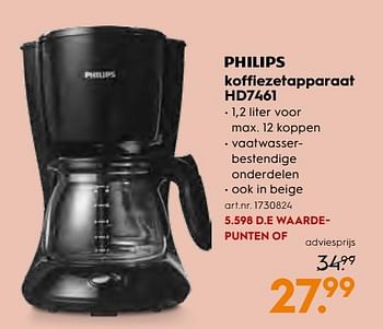 Aanbiedingen Philips koffiezetapparaat hd7461 - Philips - Geldig van 25/11/2017 tot 05/12/2017 bij Blokker