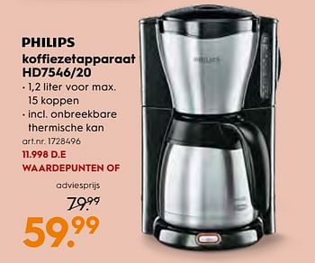 Aanbiedingen Philips koffiezetapparaat hd7546-20 - Philips - Geldig van 25/11/2017 tot 05/12/2017 bij Blokker