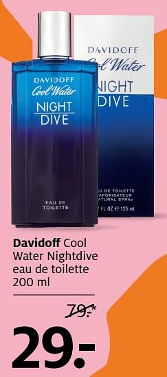 Aanbiedingen Davidoff cool water nightdive eau de toilette - Davidoff - Geldig van 27/11/2017 tot 03/12/2017 bij Etos