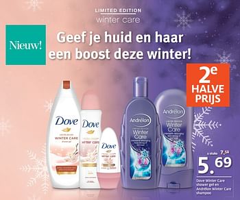 Aanbiedingen Dove winter care shower gel en andrélon winter care shampoo - Huismerk - Etos - Geldig van 27/11/2017 tot 03/12/2017 bij Etos