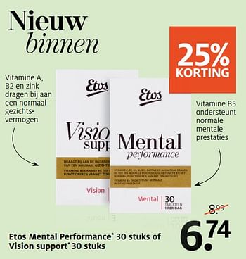 Aanbiedingen Etos mental performance of vision support - Huismerk - Etos - Geldig van 27/11/2017 tot 03/12/2017 bij Etos