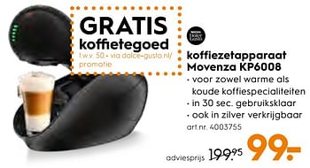Aanbiedingen Krups nescafe dolce gusto koffiezetapparaat movenza kp6008 - Krups - Geldig van 25/11/2017 tot 05/12/2017 bij Blokker