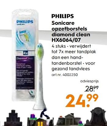 Aanbiedingen Philips sonicare opzetborstels diamond clean hx6064-07 - Philips - Geldig van 25/11/2017 tot 05/12/2017 bij Blokker