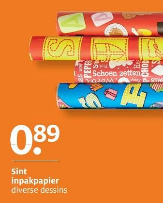 Aanbiedingen Sint inpakpapier diverse dessins - Huismerk - Etos - Geldig van 27/11/2017 tot 03/12/2017 bij Etos