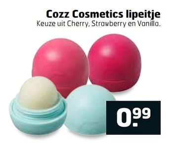 Aanbiedingen Cozz cosmetics lipeitje keuze uit cherry, strawberry en vanilla - Cozz - Geldig van 28/11/2017 tot 03/12/2017 bij Trekpleister