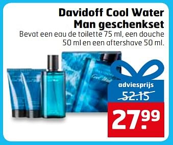 Aanbiedingen Davidoff cool water man geschenkset bevat een eau de toilette , een douchel en een aftershave - Davidoff - Geldig van 28/11/2017 tot 03/12/2017 bij Trekpleister