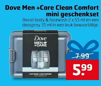Aanbiedingen Dove men +care clean comfort mini geschenkset bevat body + facewash en een deospray in een leuk bewaarblikje - Dove - Geldig van 28/11/2017 tot 03/12/2017 bij Trekpleister
