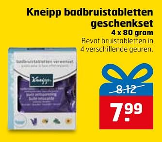 Aanbiedingen Kneipp badbruistabletten geschenkset bevat bruistabletten in 4 verschillende geuren - Kneipp - Geldig van 28/11/2017 tot 03/12/2017 bij Trekpleister