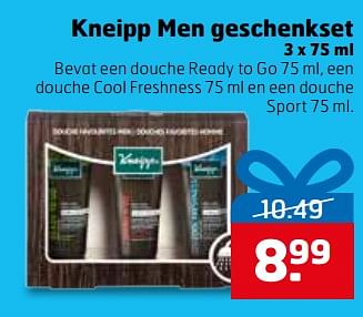 Aanbiedingen Kneipp men geschenkset bevat een douche ready to go , een douche cool freshness en een douche sport - Kneipp - Geldig van 28/11/2017 tot 03/12/2017 bij Trekpleister