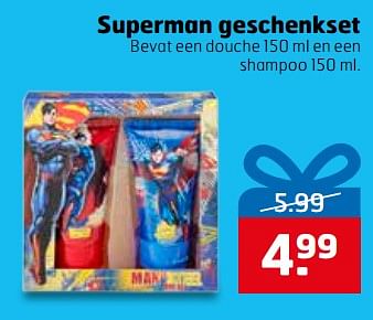 Aanbiedingen Superman geschenkset bevat een douche en een shampoo - Superman - Geldig van 28/11/2017 tot 03/12/2017 bij Trekpleister