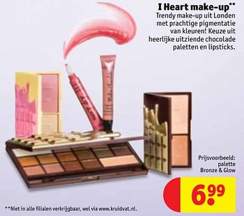 Aanbiedingen I heart make-up palette bronze + glow - I Heart - Geldig van 28/11/2017 tot 10/12/2017 bij Kruidvat