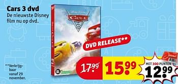 Aanbiedingen Cars 3 dvd - Disney - Geldig van 28/11/2017 tot 10/12/2017 bij Kruidvat