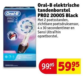 Aanbiedingen Oral-b elektrische tandenborstel pro2 2000s black - Oral-B - Geldig van 28/11/2017 tot 10/12/2017 bij Kruidvat