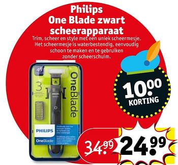 Aanbiedingen Philips one blade zwart scheerapparaat - Philips - Geldig van 28/11/2017 tot 10/12/2017 bij Kruidvat