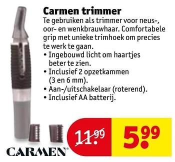 Aanbiedingen Carmen trimmer - Carmen - Geldig van 28/11/2017 tot 10/12/2017 bij Kruidvat