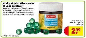 Aanbiedingen Inhalatie capsules b - Huismerk - Kruidvat - Geldig van 28/11/2017 tot 10/12/2017 bij Kruidvat