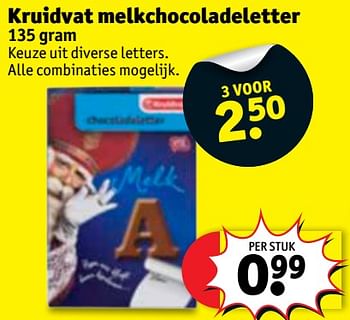 Aanbiedingen Kruidvat melkchocoladeletter - Huismerk - Kruidvat - Geldig van 28/11/2017 tot 10/12/2017 bij Kruidvat