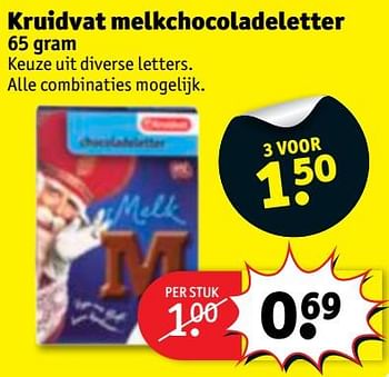 Aanbiedingen Kruidvat melkchocoladeletter - Huismerk - Kruidvat - Geldig van 28/11/2017 tot 10/12/2017 bij Kruidvat