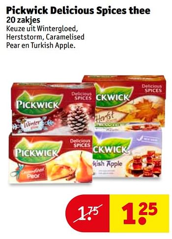 Aanbiedingen Pickwick delicious spices thee - Pickwick - Geldig van 28/11/2017 tot 10/12/2017 bij Kruidvat