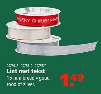 Aanbiedingen Lint met tekst - Huismerk - Marskramer - Geldig van 30/11/2017 tot 24/12/2017 bij Marskramer