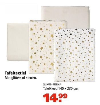 Aanbiedingen Tafeltextiel met glitters of steren tafelkleed - Huismerk - Marskramer - Geldig van 30/11/2017 tot 24/12/2017 bij Marskramer